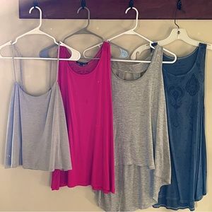 4 tank tops with unique backs, size L